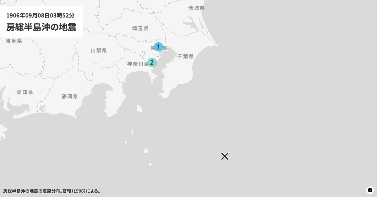 1906年房総半島沖の震度分布