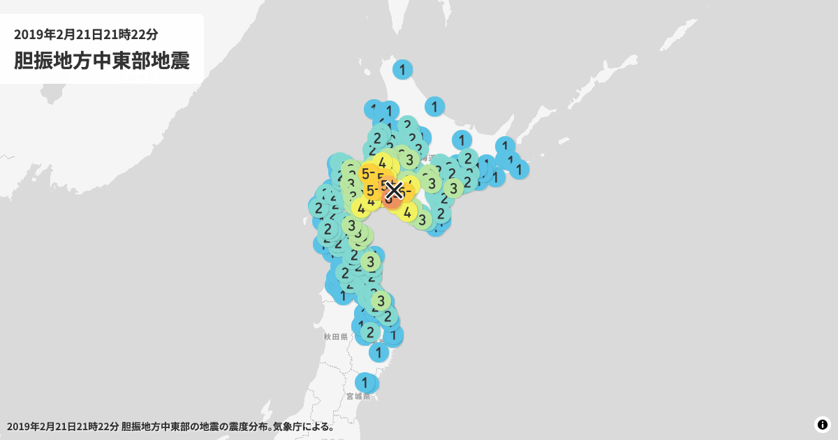 2019年胆振地方中東部の震度分布